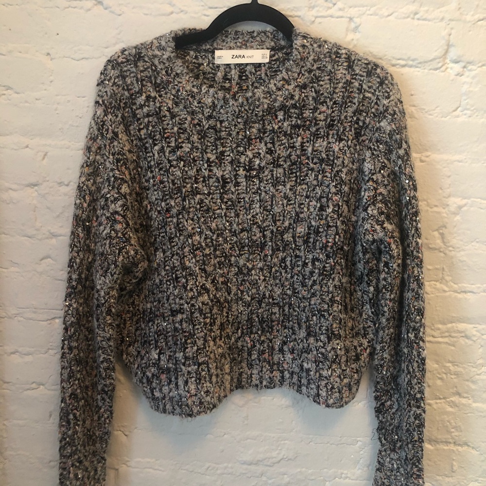 Zara Multicolor sequin knit sweater